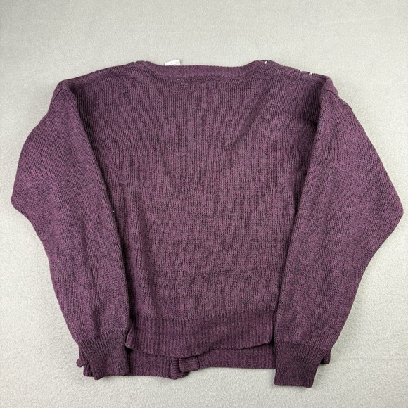 Vintage 90s LongSleeve Cardigan Burgundy Sweater Size Large Cottagecore Grandpa - Picture 3 of 8